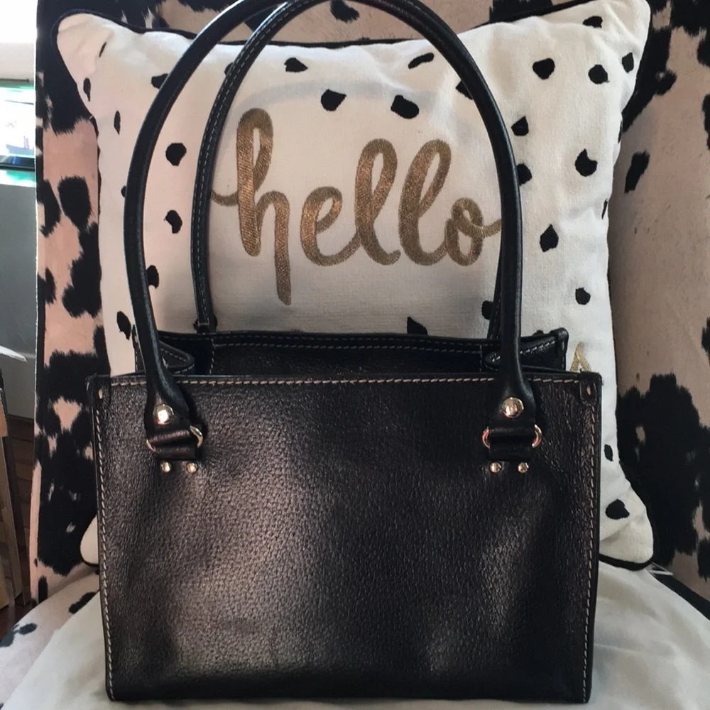Black leather Y2K Kate Spade shoulder bag
